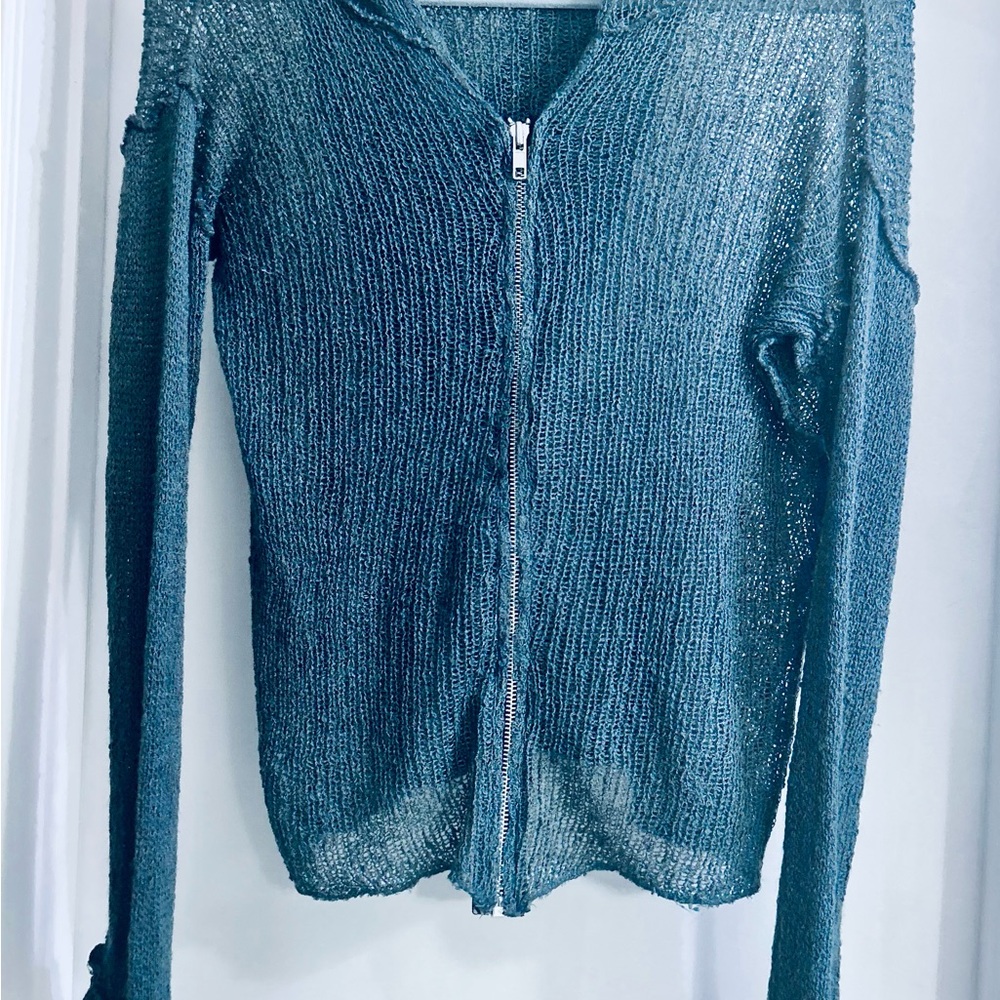 Women's Blue Zipper Sweater